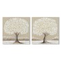 Toile Home ESPRIT Blanc Beige Arbre Traditionnel 100 x 3 x 100 cm 102 X 3 X 102 CM (2 Unités)