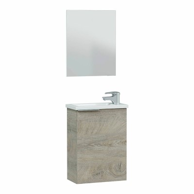 Shelf with hanger and mirror Forés Brown