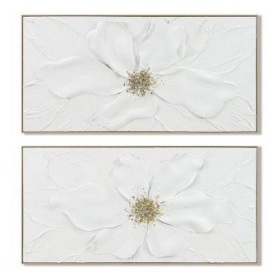 Canvas Home ESPRIT White Golden Flower Shabby Chic 142 X 4,5 X 72 CM (2 Units)
