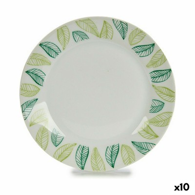 Assiette à dessert Blanc Vert Porcelaine 19 x 2 x 19 cm Volets (10 Unités)