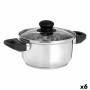 Casserole with glass lid Kinvara Transparent Silver 1,8 L 28 x 9 x 18 cm (6 Units)
