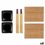 Set de sushi Kinvara Noir Céramique Bambou 20,5 x 3 x 27 cm (6 Pièces) (6 Unités)