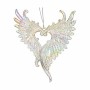 Christmas bauble Krist+ Mother of pearl Plastic Glitter Angel Wings 12 x 13 x 2,5 cm (24 Units)