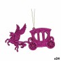 Décorations de Noël Krist+ Fuchsia Plastique Paillettes Calèche Magique 15 x 8,5 x 4,5 cm (24 Unités)