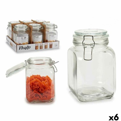 Pot en verre Vivalto Transparent Argenté 1,2 L (6 Unités)