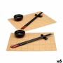 Set de sushi Kinvara Noir Naturel Bambou Vaisselle 16,5 x 3 x 30 cm (8 Pièces) (6 Unités)
