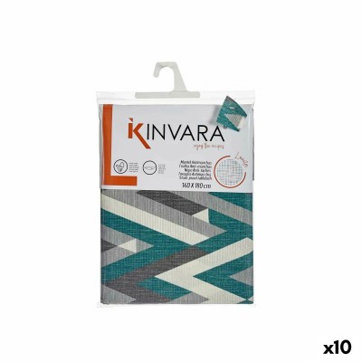 Stain-proof tablecloth Kinvara Green Grey Thin canvas Anti-stain Stripes 140 x 180 cm (10 Units)