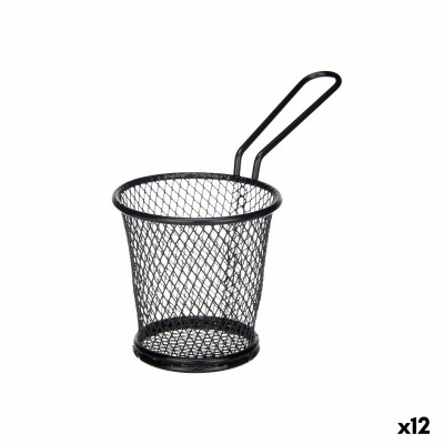 Basket for Presenting Aperitifs Kinvara Black Metal 15 x 11,5 x 8 cm 16 x 11,5 x 8 cm (12 Units)