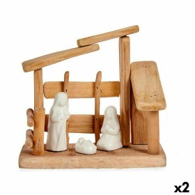 Crèche de Noël Krist+ Blanc Naturel Bois Céramique 18 x 17 x 8 cm (2 Unités) Crèche de Noël Krist+ Blanc Naturel Bois Céramique 18 x 17 x 8 cm (2 Unités)