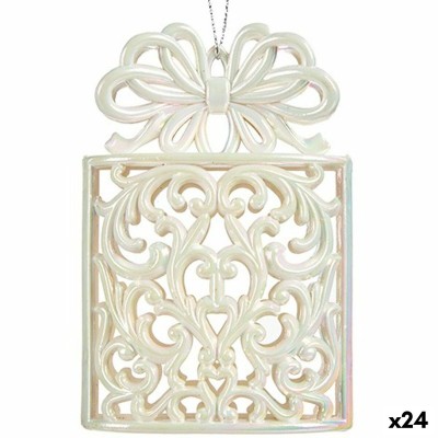 Christmas bauble Krist+ Mother of pearl Plastic Glitter Gift Box 7,4 x 11,5 x 4 cm (24 Units)