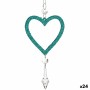 Décorations de Noël Krist+ Vert Plastique Paillettes Coeur 9 x 16 x 2 cm (24 Unités)