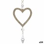 Décorations de Noël Krist+ Champagne Plastique Paillettes Coeur 9 x 16 x 2 cm (24 Unités)