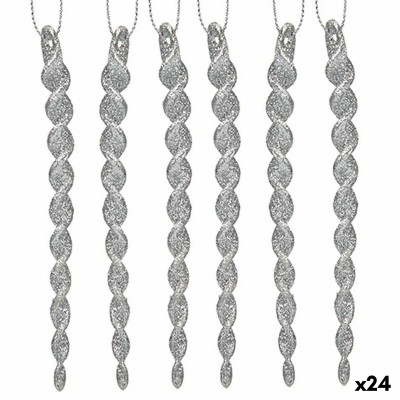 Décorations de Noël Krist+ Argenté Plastique Paillettes 13,5 x 1 x 5,5 cm 10,5 x 21 x 1 cm (24 Unités)