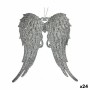 Christmas bauble Krist+ Silver Plastic Glitter Angel Wings 13 x 14,5 x 2,5 cm (24 Units)