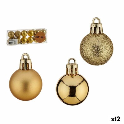 Set of Christmas balls Krist+ Golden PVC Ø 3 cm (12 Units)