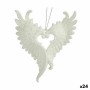 Christmas bauble Krist+ White Plastic Glitter Angel Wings 12 x 13 x 2,5 cm (24 Units)