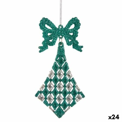 Christmas bauble Krist+ Green Plastic Glitter Lasso Rhombus 7,5 x 1 x 15,5 cm 7,5 x 15,5 x 1 cm (24 Units)