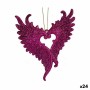 Christmas bauble Krist+ Fuchsia Plastic Glitter Angel Wings 12 x 13 x 2,5 cm (24 Units)