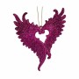 Décorations de Noël Krist+ Fuchsia Plastique Paillettes Ailes d'ange 12 x 13 x 2,5 cm (24 Unités)