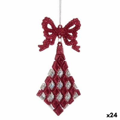 Décorations de Noël Krist+ Fuchsia Plastique Paillettes Lien Losanges 7,5 x 1 x 15,5 cm 7,5 x 15,5 x 1 cm (24 Unités)