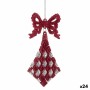Christmas bauble Krist+ Fuchsia Plastic Glitter Lasso Rhombus 7,5 x 1 x 15,5 cm 7,5 x 15,5 x 1 cm (24 Units)