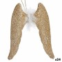Christmas bauble Krist+ Champagne Plastic Glitter Angel Wings 12,5 x 15 x 2,5 cm (24 Units)