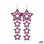 Ensemble Décorations de Noël Krist+ Fuchsia Plastique Paillettes Étoile 19 x 0,2 x 23 cm 10 x 23 x 0,4 cm (24 Unités)