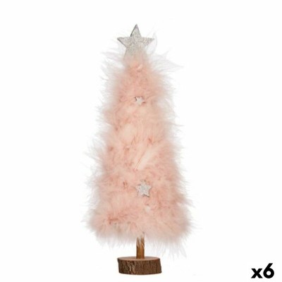 Sapin de Noël Krist+ Rose Bois Tissu polystyrène Plastique 9 x 34 x 9 cm 13 x 38,5 x 13 cm (6 Unités)