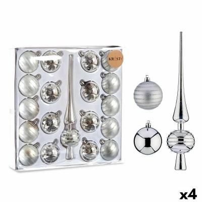 Ensemble Décorations de Noël Krist+ Argenté PVC 33 x 6,5 x 32,5 cm (4 Unités)