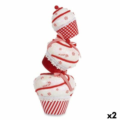 Décorations de Noël Krist+ Blanc Rouge Tour Gâteau 20 x 50 x 20 cm (2 Unités)