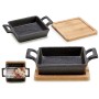 Casserole Dish for Serving Tapas Kinvara Brown Black Wood Bamboo Iron 19 x 5 x 14 cm 14 x 5 x 18,5 cm (12 Units)