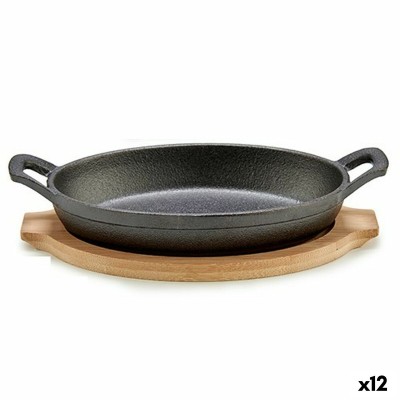 Poêle à tapas Kinvara Marron Gris Bois 22,5 x 4,5 x 12,5 cm 12,5 x 5 x 22,2 cm (12 Unités)