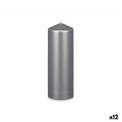 Bougie Acorde Argenté 7 x 20 x 7 cm (12 Unités)