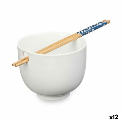 Bol Kinvara Blanc Bambou Porcelaine 24 x 10,7 x 13,3 cm Bâtons asiatico/oriental (12 Unités)