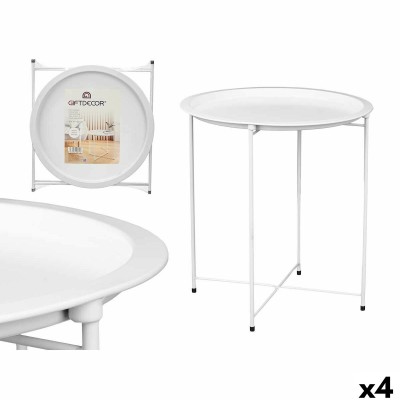 Folding Side Table Gift Decor White 46,8 x 50,2 x 46,8 cm (4 Units)