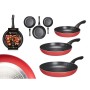 Set of pans Kinvara Black Red Aluminium Bakelite 20 x 4 cm 28 x 5 cm 24 x 4,5 cm 28,5 x 46 x 14,5 cm (6 Units)