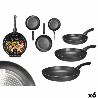 Set of pans Kinvara Black Aluminium Bakelite 20 x 4 cm 28 x 5 cm 24 x 4,5 cm 28,5 x 46 x 14,5 cm (6 Units)