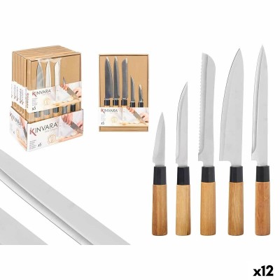 Knife Set Kinvara Brown Metal Bamboo (12 Units)