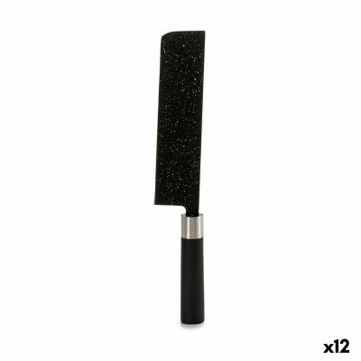 Gros couteau de cuisine Kinvara Noir Acier inoxydable Plastique 5,3 x 33 x 2,3 cm 33 x 2,3 x 5,3 cm Marbre (12 Unités)