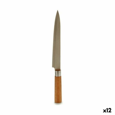 Couteau de cuisine Kinvara Marron Argenté Bambou Acier inoxydable 3 x 33,5 x 2,5 cm (12 Unités)