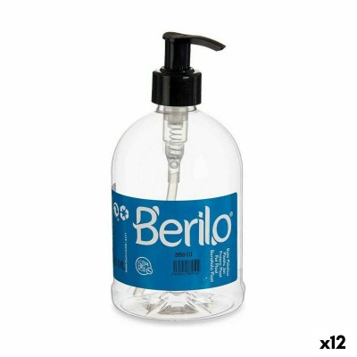 Distributeur de Savon Berilo Noir Transparent Plastique 500 ml 8 x 16,5 x 8 cm (12 Unités)