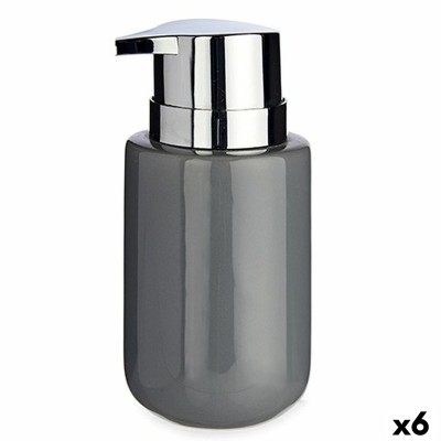 Soap Dispenser Berilo Grey Silver Metal Ceramic 350 ml 7 x 14,5 x 8,5 cm (6 Units)