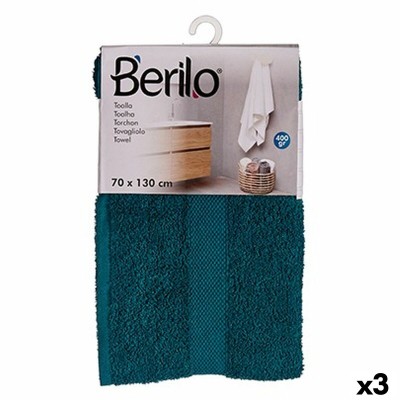 Bath towel Berilo Blue 80 % cotton 20 % Polyester 70 x 130 cm 35 x 4 x 20 cm (3 Units)