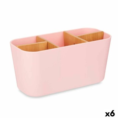Support pour brosses à dents Berilo Rose Bambou polypropylène 21 x 10 x 9 cm (6 Unités)