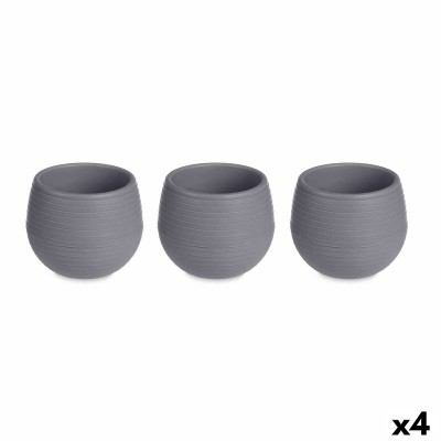 Set de pots Ibergarden Anthracite Plastique 16,5 x 16,5 x 14,5 cm 51,5 x 14,5 x 16,5 cm (4 Unités)