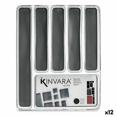 Cutlery Organiser Kinvara Grey Transparent Silicone Plastic TPR Recycled plastic 32,3 x 4,5 x 40 cm (12 Units)