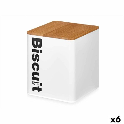 Biscuit and cake box Kinvara White Metal 13,7 x 16,5 x 14 cm 14,4 x 16,5 x 14,4 cm (6 Units)