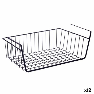 Basket for Kitchen Shelf Kinvara Black Metal Iron 42 x 14 x 26 cm 45 x 32 x 28 cm (12 Units)