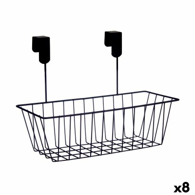 Basket for Kitchen Shelf Kinvara Black Metal Iron 28 x 20,5 x 16 cm 28 x 12 x 9 cm (8 Units)