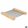 Dessous de plat Kinvara Marron Argenté Argent Métal Bambou 36,4 x 2,2 x 21,3 cm 22 x 2,2 x 21,3 cm (6 Unités)